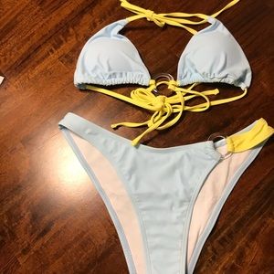 Blue and Yellow Bikini Set